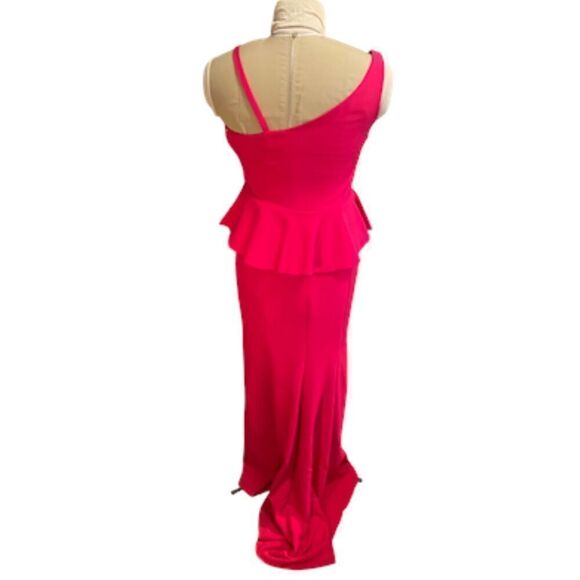 Formal Gown One Shoulder Hot Pink Peplum Made in Spain Sz. S - Picture 9 of 14